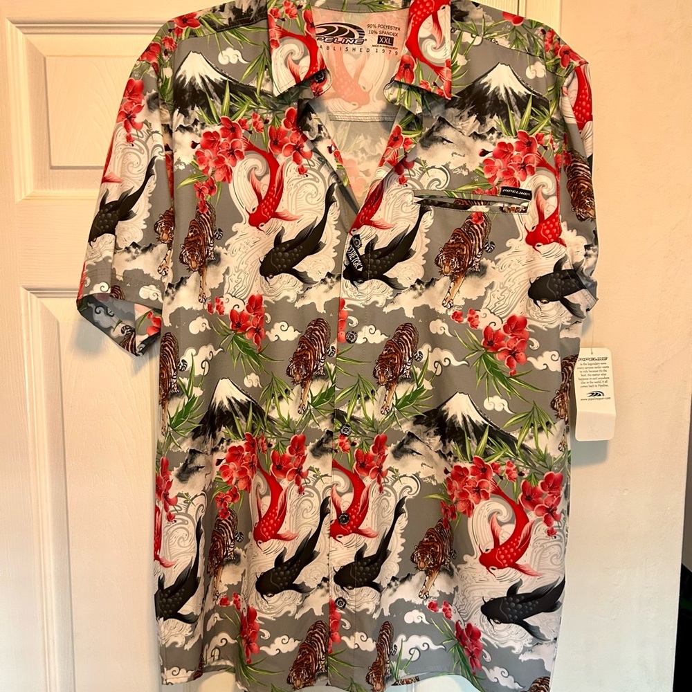 Urban Pipeline Gray and Red Graphic Button Down Shirt